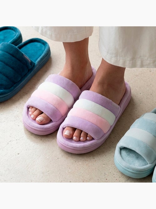 Pantofole mules aperte suola in velour bloup XTRA Comfort donna Isotoner - Kiabi