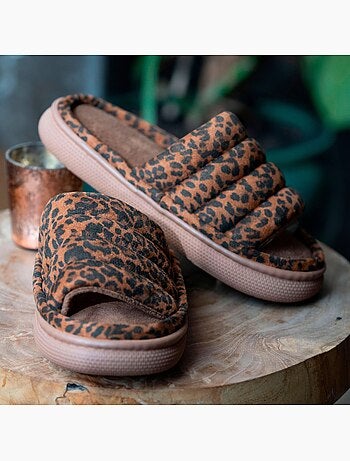 Pantofole mules aperte Suola XTRA Comfort in velluto e rete donna Isotoner