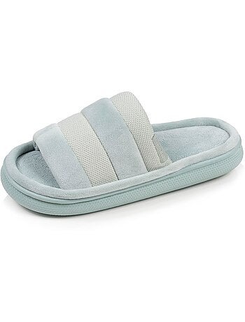 Pantofole mules aperte Suola XTRA Comfort in velluto e rete donna Isotoner