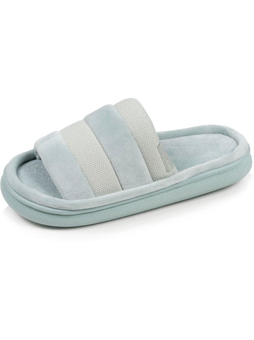 Pantofole mules aperte Suola XTRA Comfort in velluto e rete donna Isotoner - Kiabi