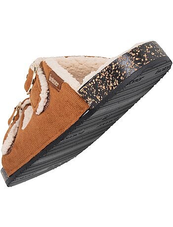 Pantofole mules aperte tacco a toppa ultraconfortevole, pelle donna Isotoner