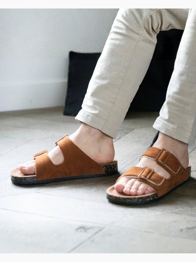 Pantofole mules aperte ultra-confortevole uomo Isotoner Cammello - Kiabi
