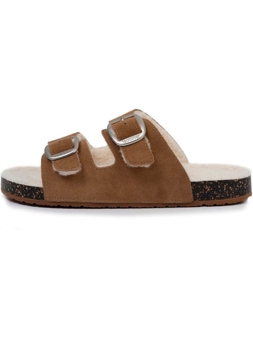 Pantofole mules aperte ultraconfortevole, in pelle donna - Kiabi Pantofole mules aperte ultraconfortevole, in pelle donna - Kiabi