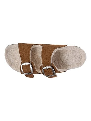 Pantofole mules aperte ultraconfortevole, in pelle donna Isotoner