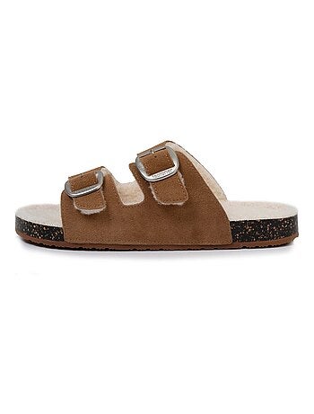 Pantofole mules aperte ultraconfortevole, in pelle donna Isotoner