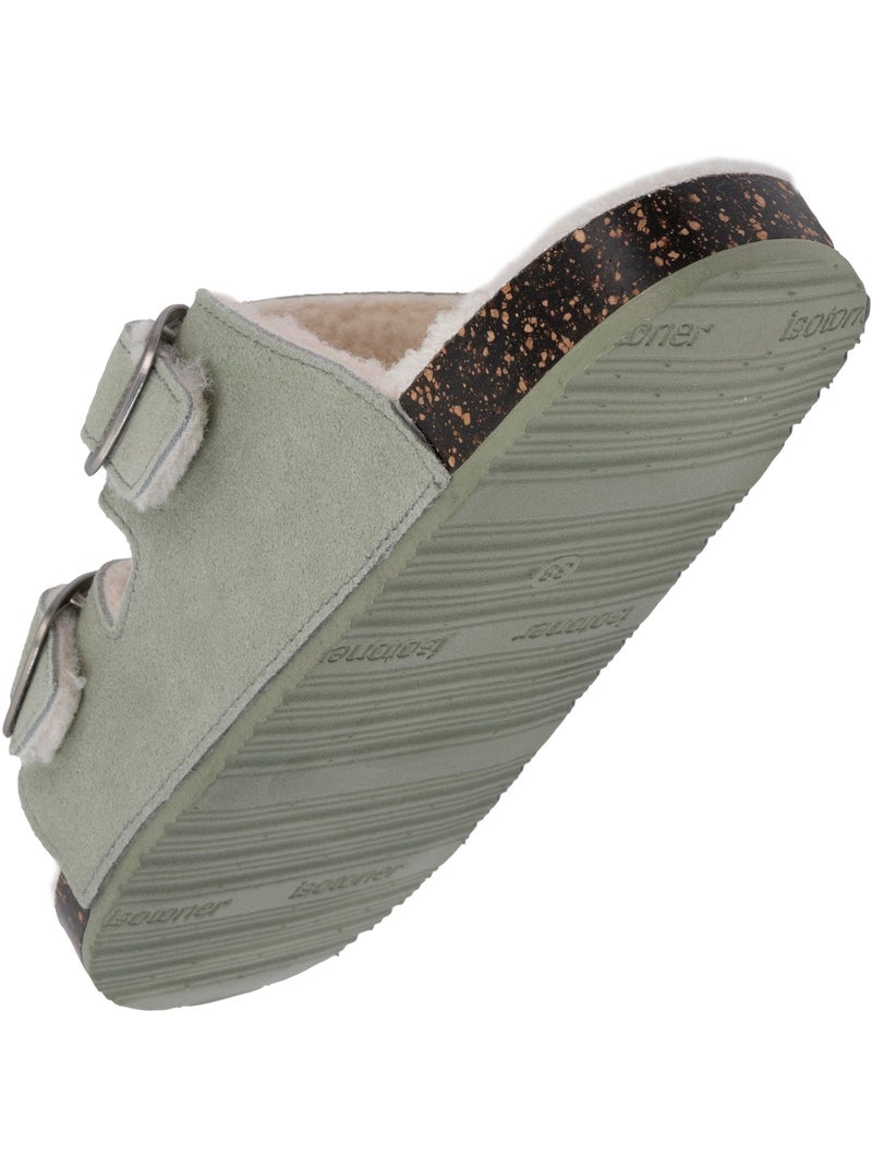 Pantofole mules aperte ultraconfortevole, in pelle donna isotoner Verde acqua - Kiabi