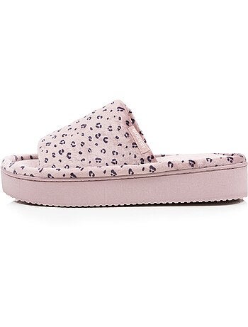 Pantofole mules aperte velluto, piattaforma di 3,5 cm donna Isotoner