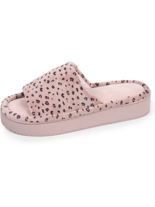 Pantofole mules aperte velluto, piattaforma di 3,5 cm donna Isotoner - Kiabi