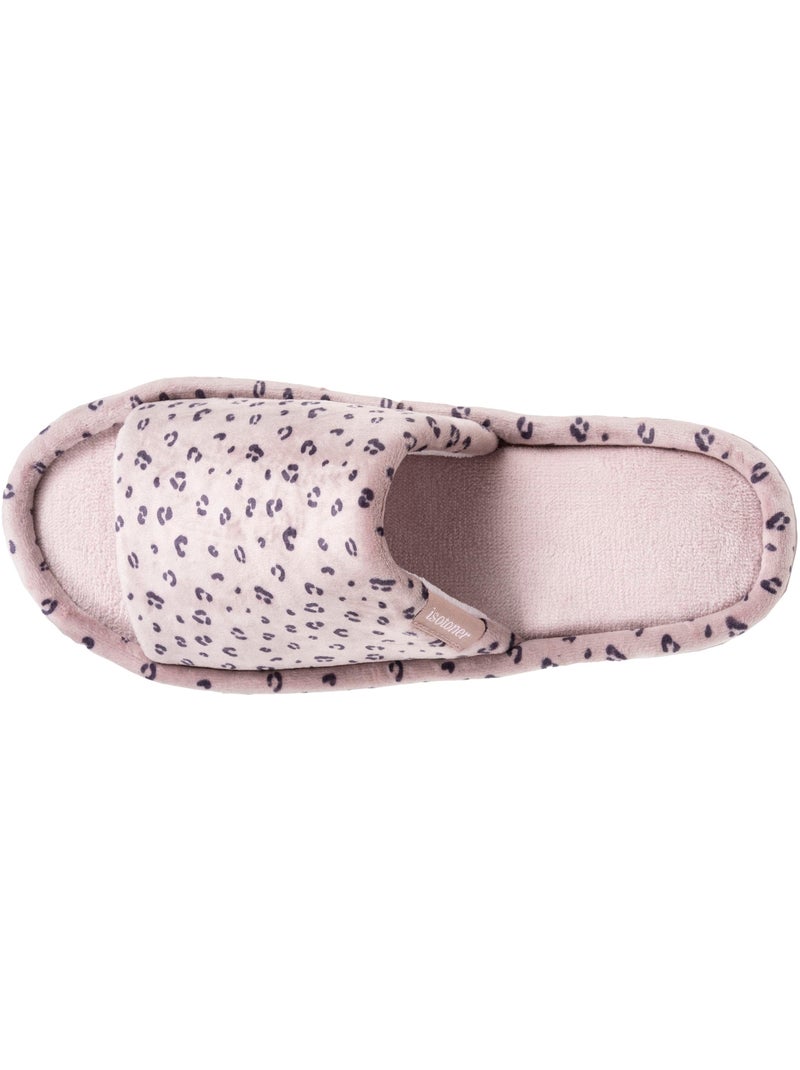 Pantofole mules aperte velluto, piattaforma di 3,5 cm donna Isotoner Rosato - Kiabi