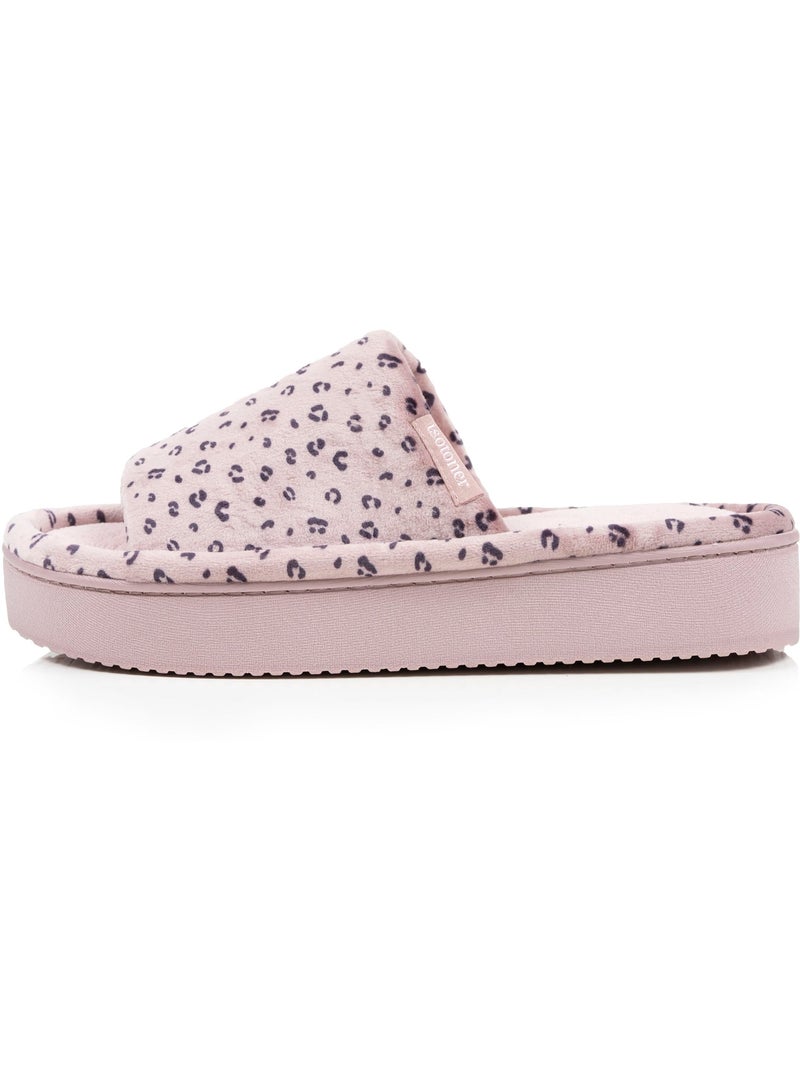 Pantofole mules aperte velluto, piattaforma di 3,5 cm donna Isotoner Rosato - Kiabi