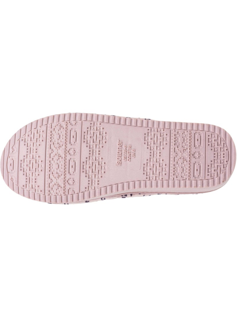 Pantofole mules aperte velluto, piattaforma di 3,5 cm donna Isotoner Rosato - Kiabi