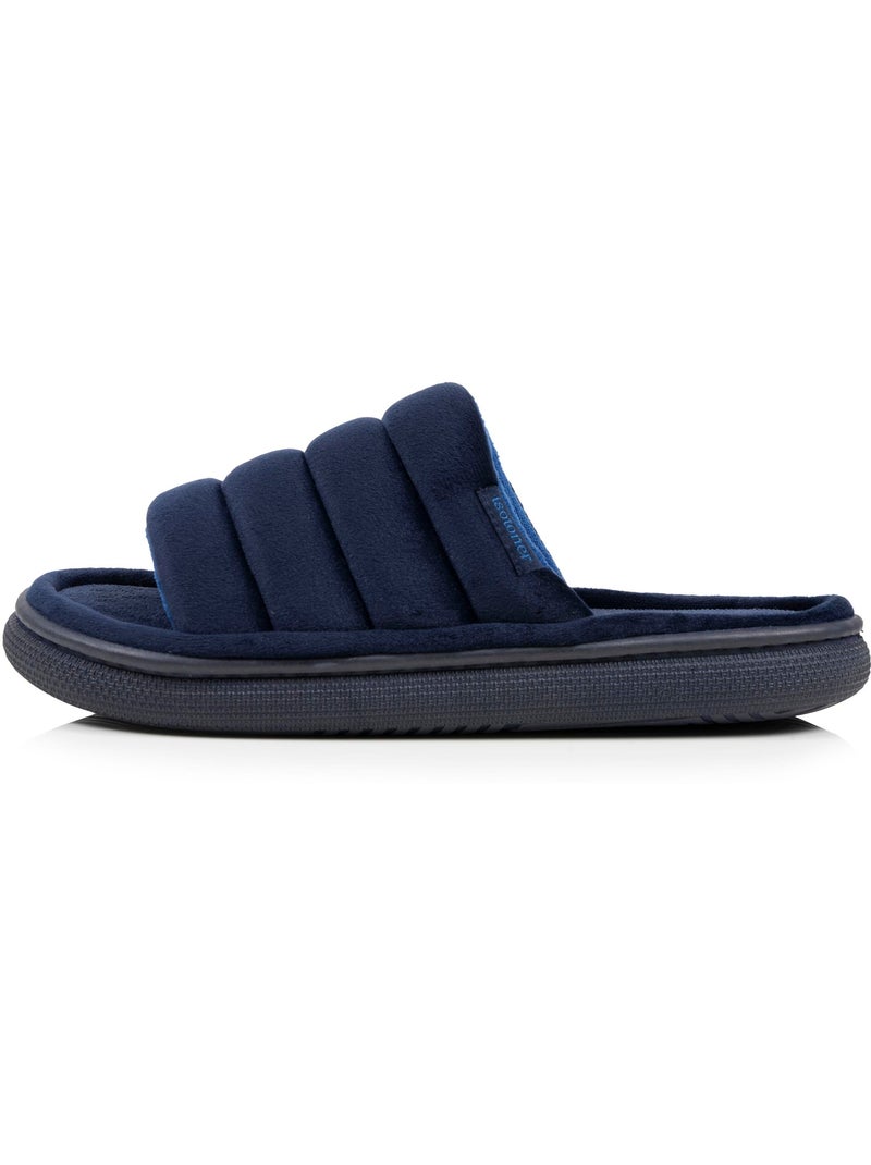 Pantofole mules aperte velluto ultramorbido, suola comfort uomo Isotoner Blu marino - Kiabi