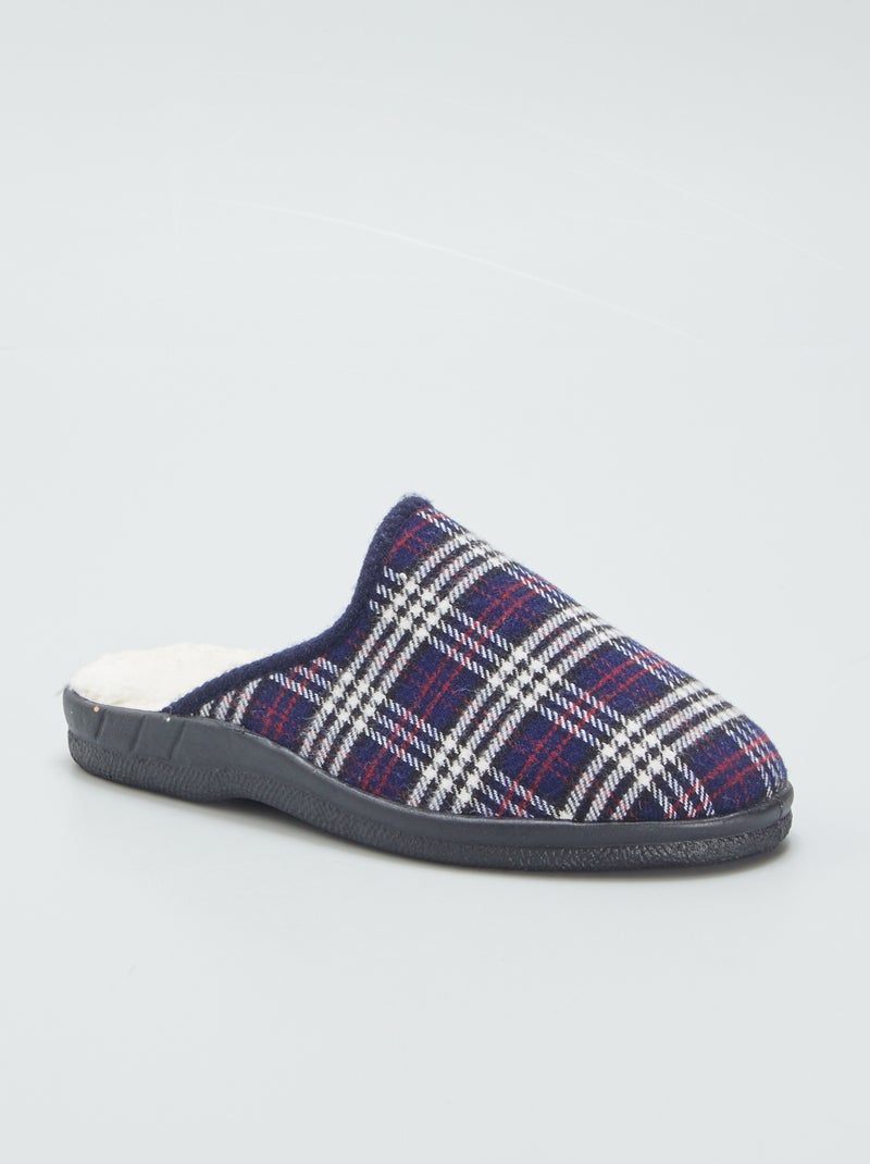 Pantofole mules con interno effetto montone BLU - Kiabi