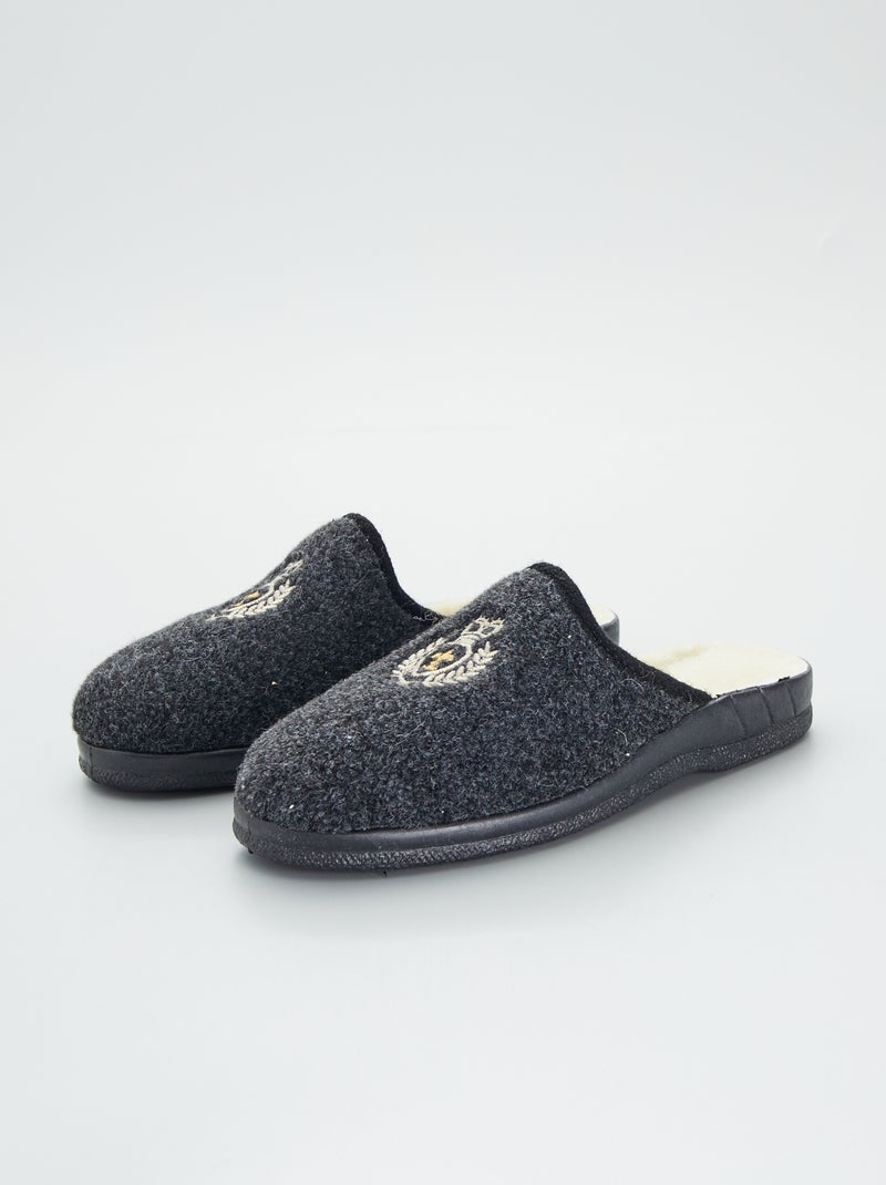 Pantofole mules con stemma grigio - Kiabi