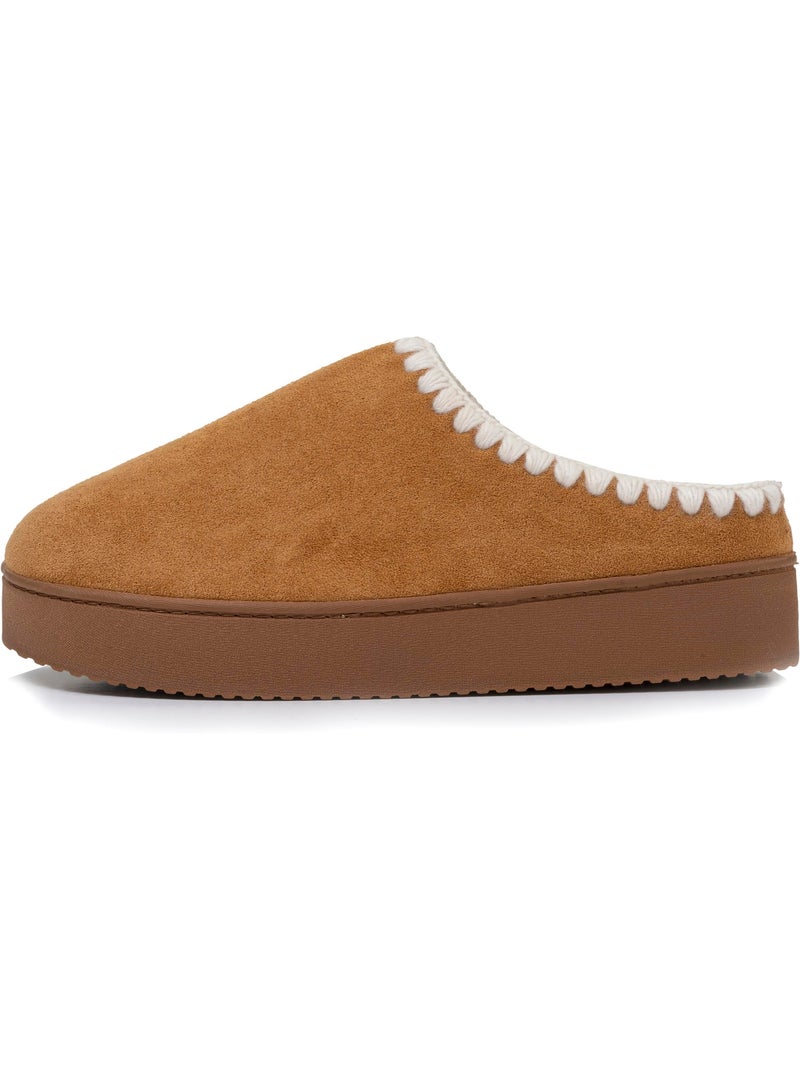 Pantofole mules con zeppa di 3,5 cm, molto confortevole donna Cammello - Kiabi