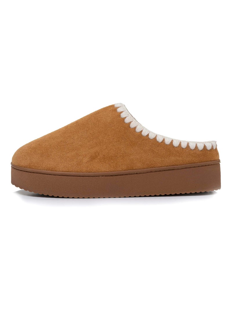 Pantofole mules con zeppa di 3,5 cm, molto confortevole donna Isotoner Cammello - Kiabi