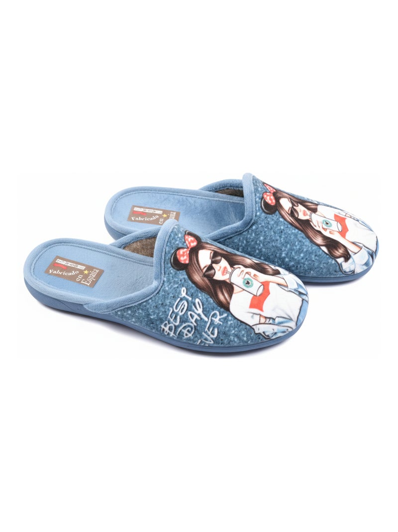 Pantofole Mules donna PHOTOPRINT Blu chiaro - Kiabi