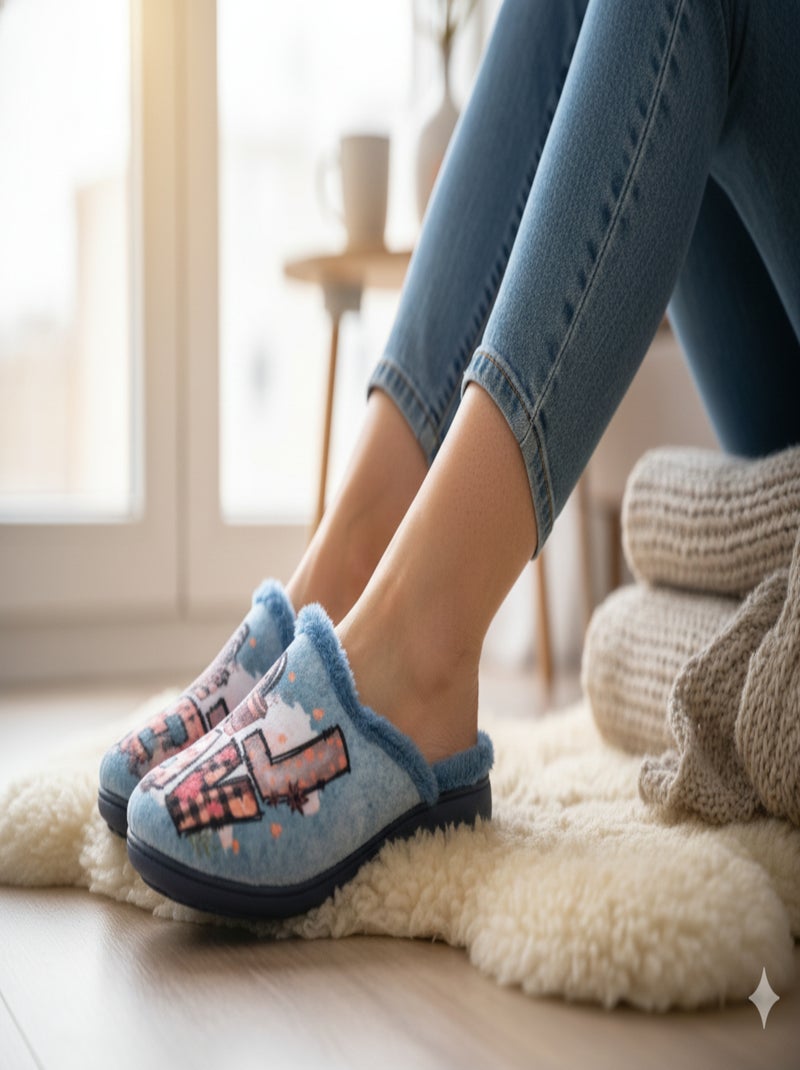 Pantofole Mules donna PHOTOPRINT Blu - Kiabi