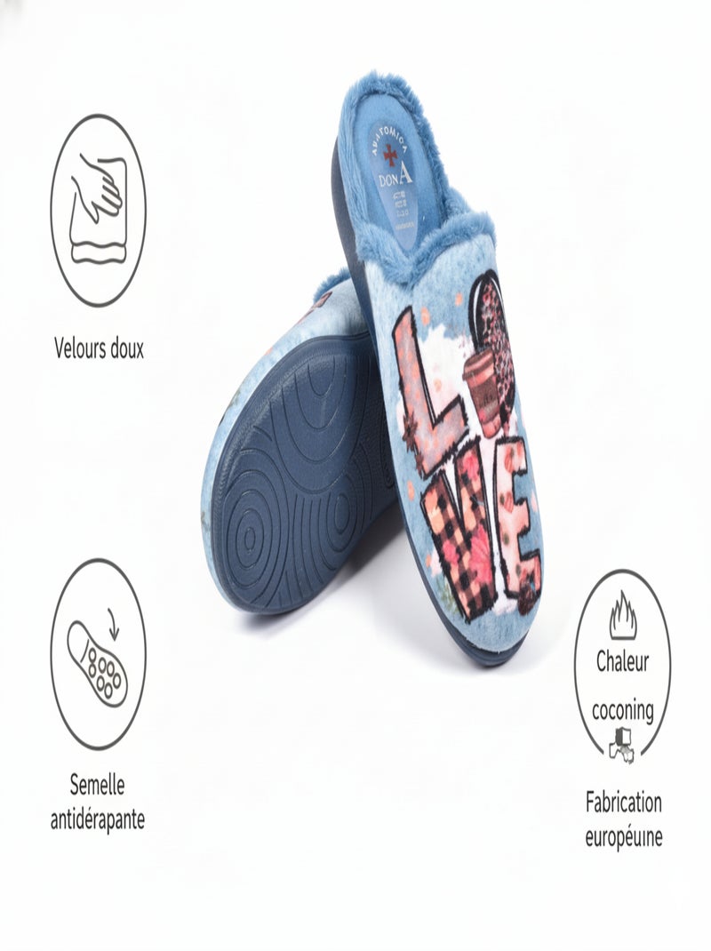 Pantofole Mules donna PHOTOPRINT Blu - Kiabi