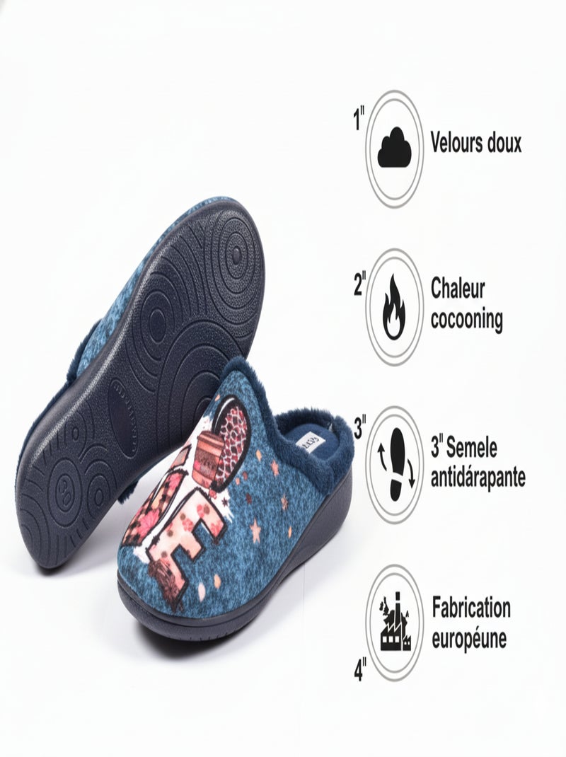 Pantofole Mules donna PHOTOPRINT Blu marino - Kiabi