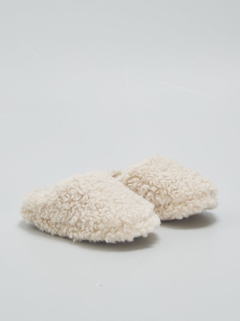 Pantofole mules effetto montone BEIGE - Kiabi