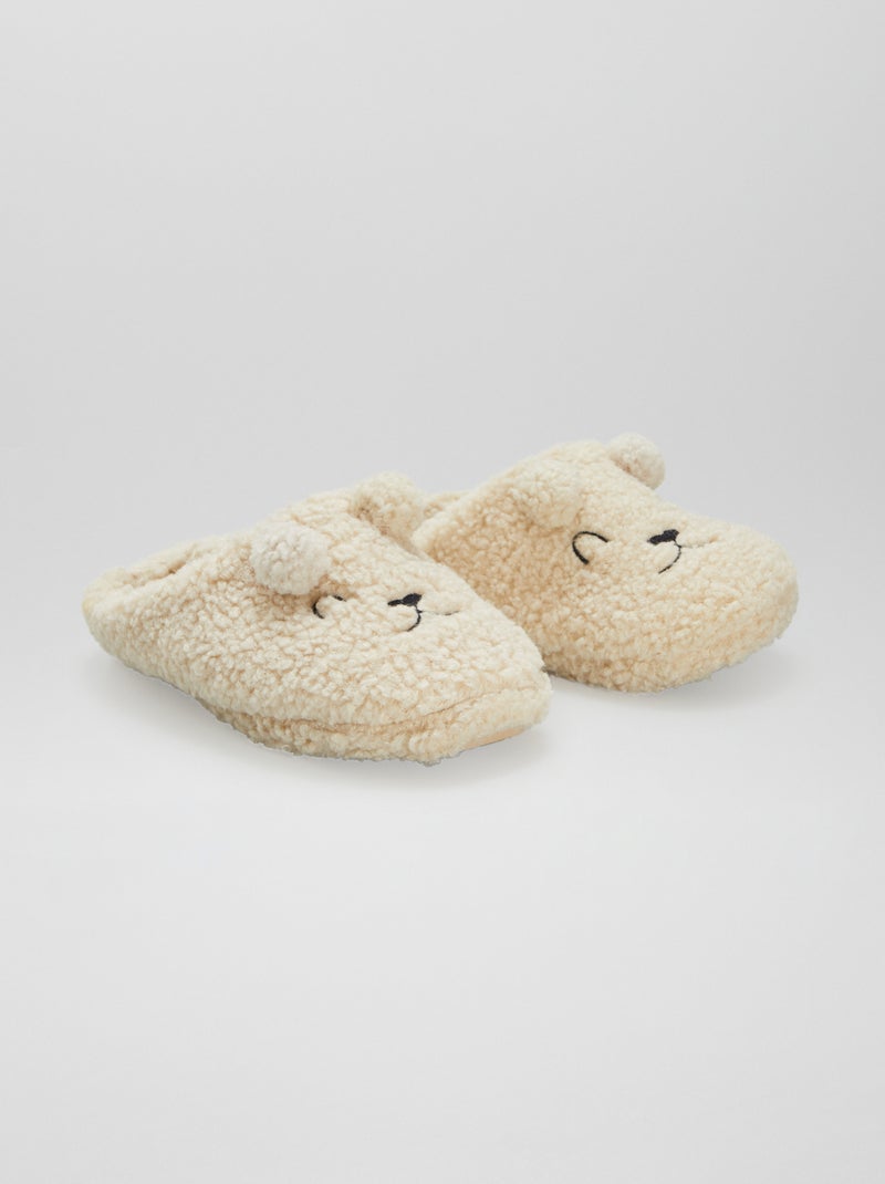 Pantofole mules effetto montone BEIGE - Kiabi