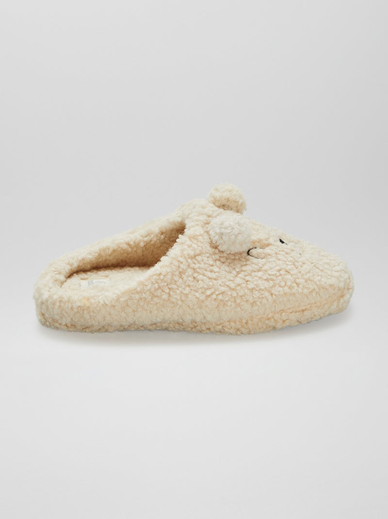 Pantofole mules effetto montone BEIGE - Kiabi