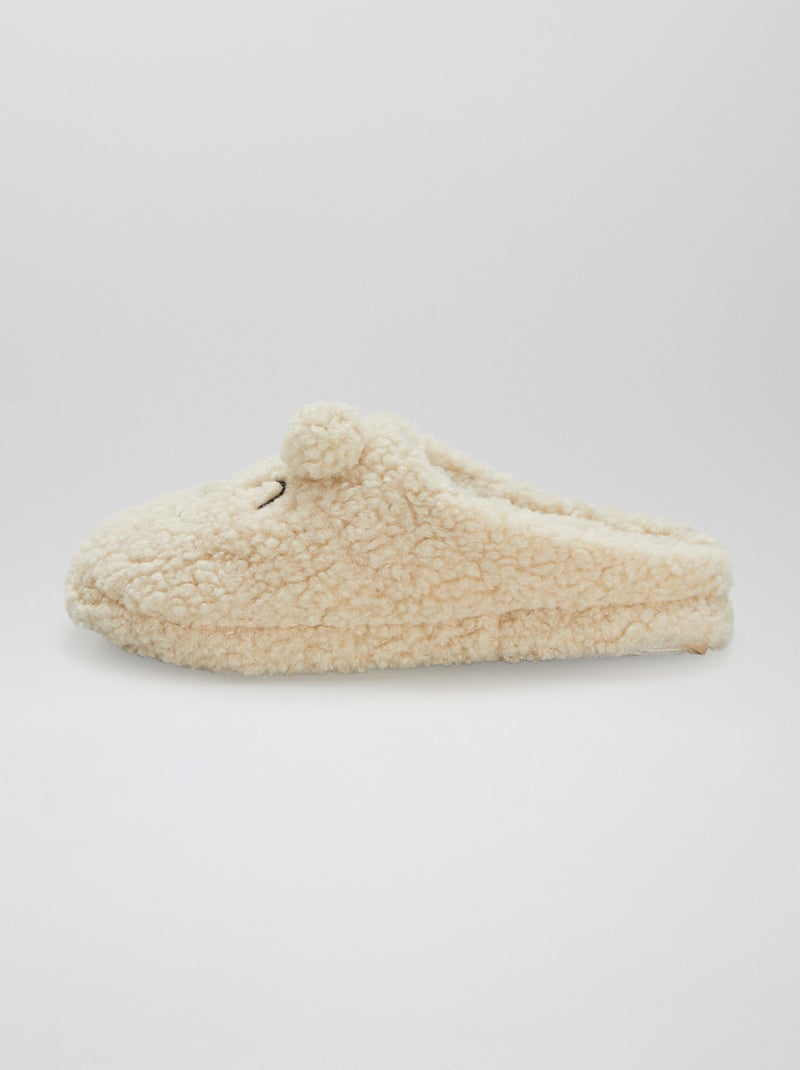 Pantofole mules effetto montone BEIGE - Kiabi