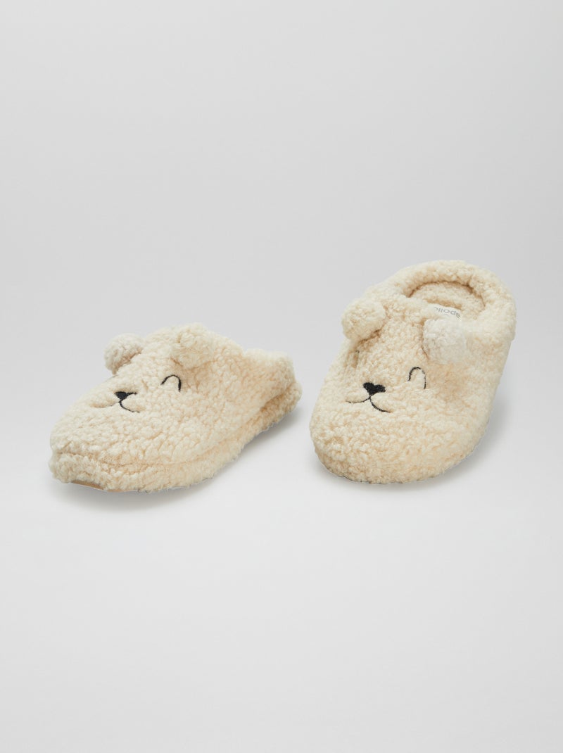 Pantofole mules effetto montone BEIGE - Kiabi