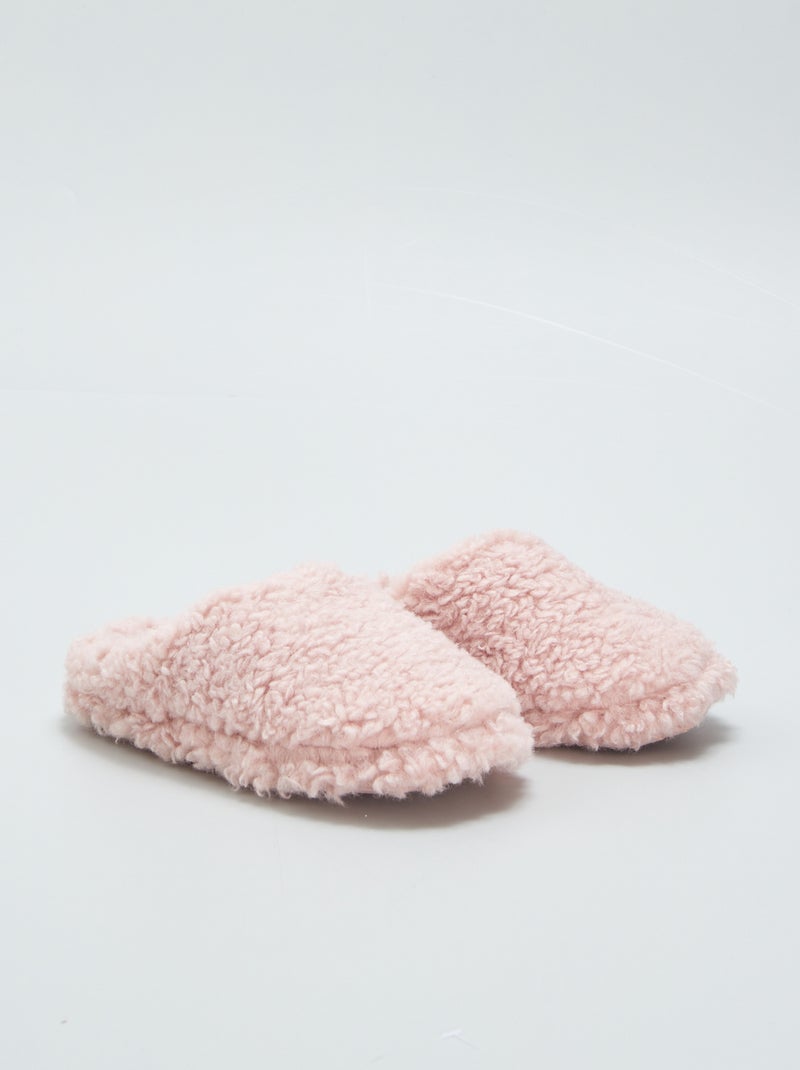 Pantofole mules effetto montone ROSA - Kiabi