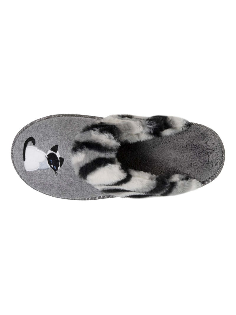 Pantofole mules Gatto di fantasia donna Isotoner Grigio grigio - Kiabi
