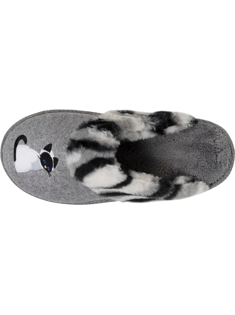 Pantofole mules gatto fantasia - morbido e confortevole donna Grigio grigio - Kiabi
