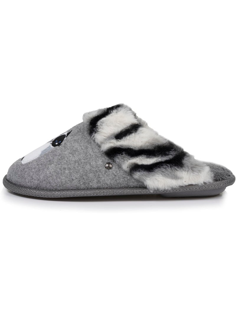 Pantofole mules gatto fantasia - morbido e confortevole donna Grigio grigio - Kiabi