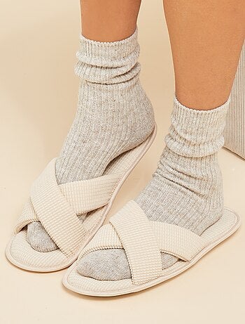 Pantofole mules in garza di cotone