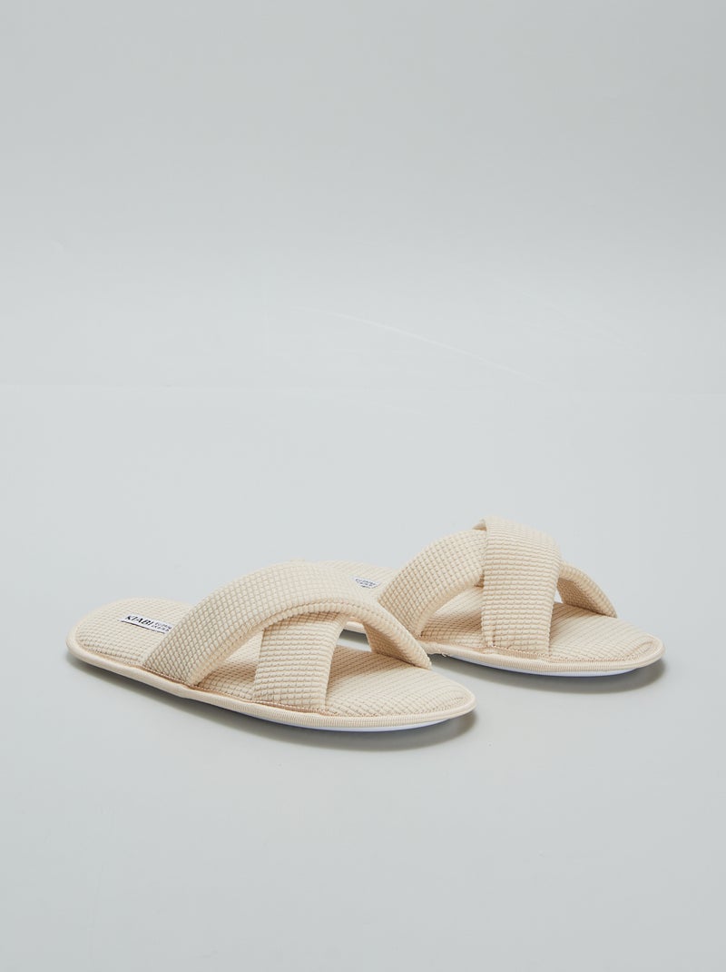 Pantofole mules in garza di cotone BEIGE - Kiabi
