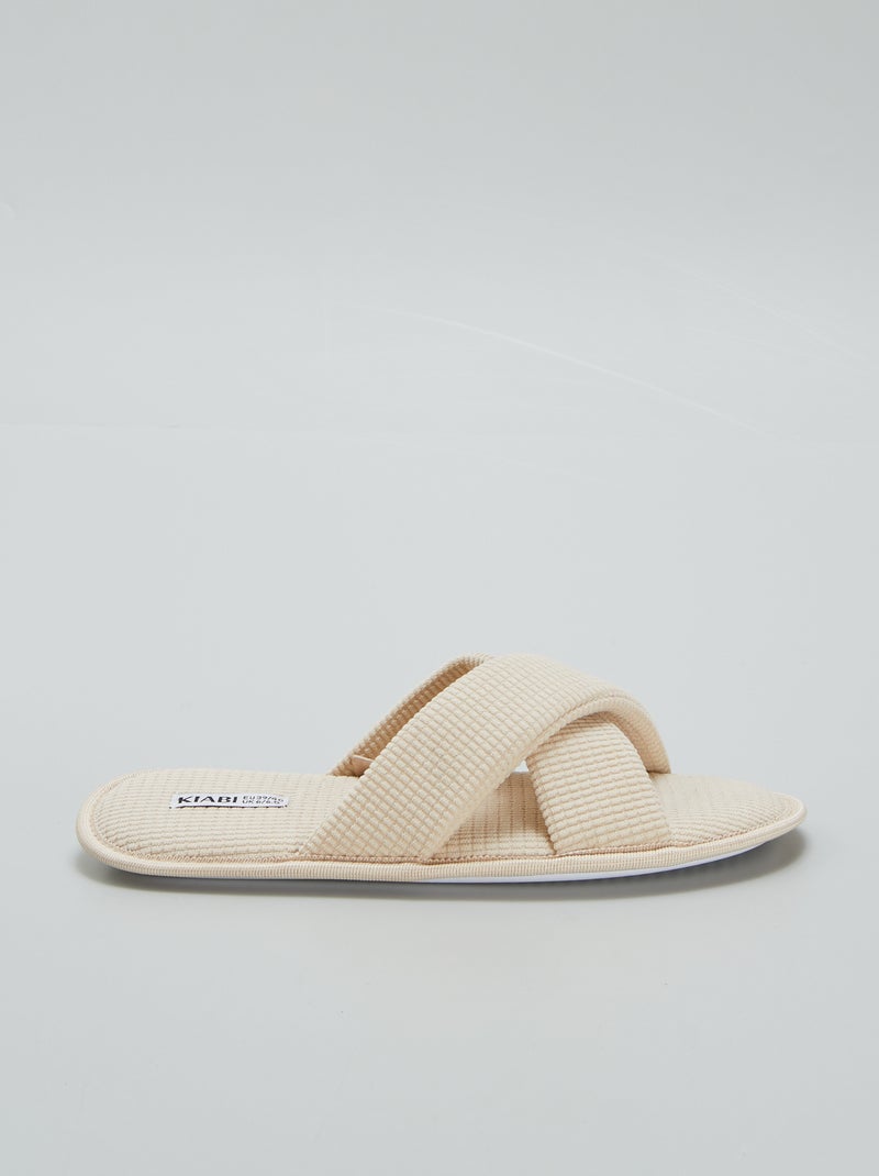 Pantofole mules in garza di cotone BEIGE - Kiabi