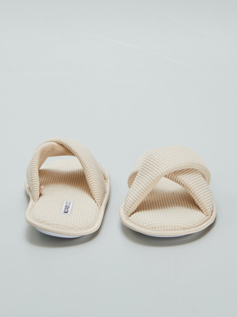 Pantofole mules in garza di cotone BEIGE - Kiabi