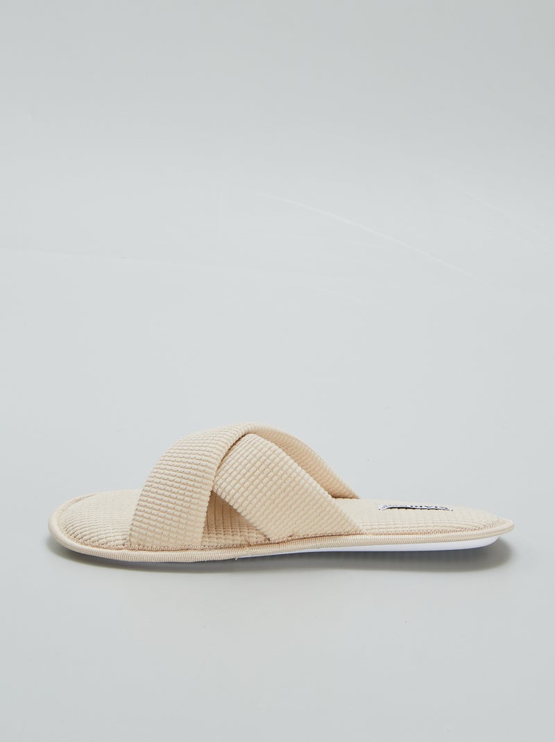 Pantofole mules in garza di cotone BEIGE - Kiabi