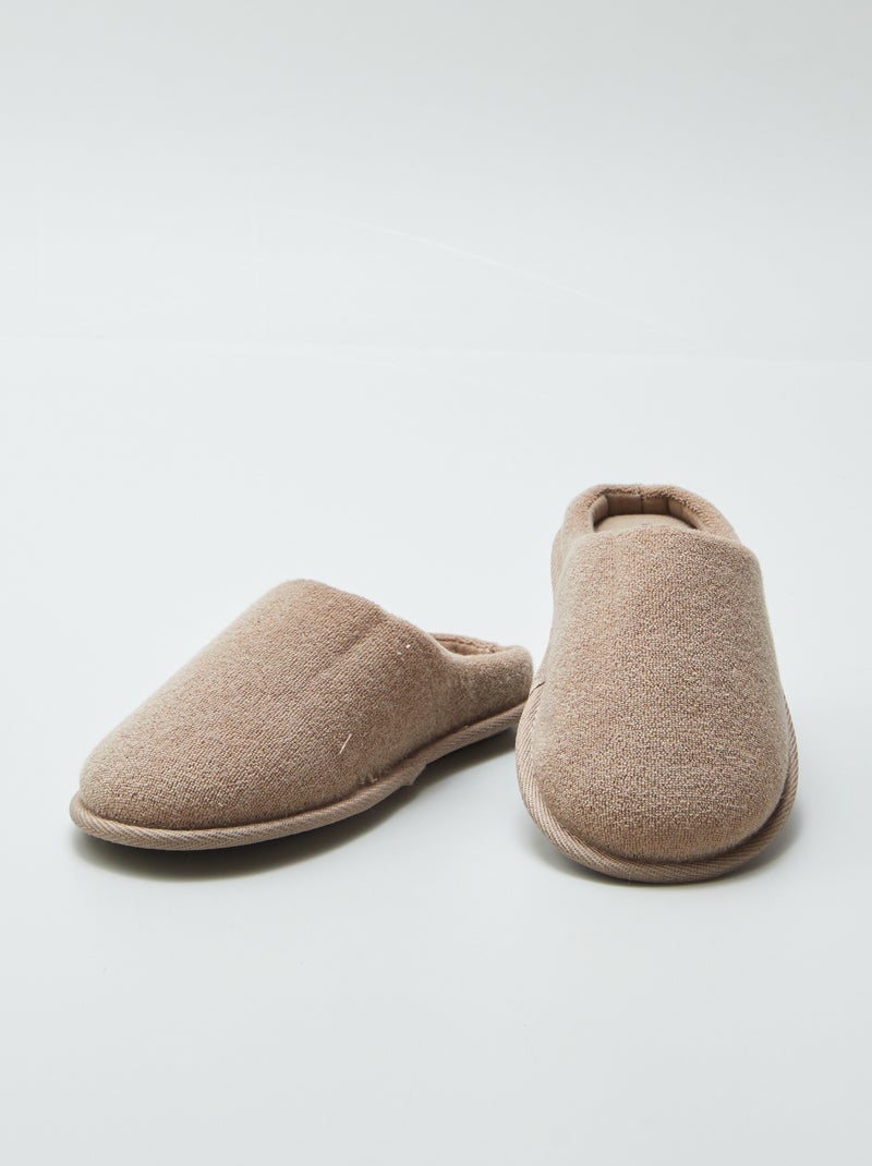 Pantofole mules in maglia bouclette BEIGE - Kiabi