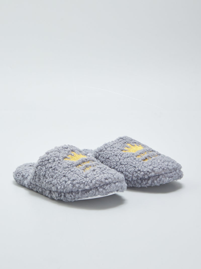 Pantofole mules in maglia bouclette GRIGIO - Kiabi