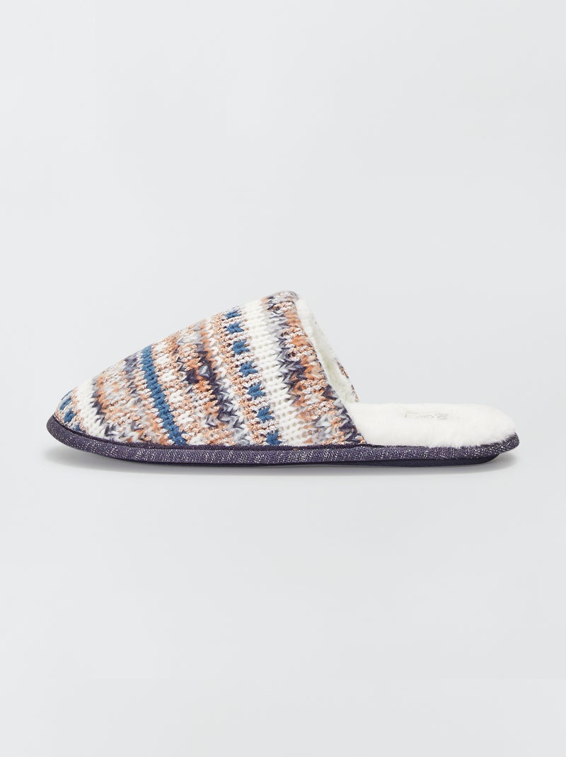 Pantofole mules in maglia jacquard ecru - Kiabi