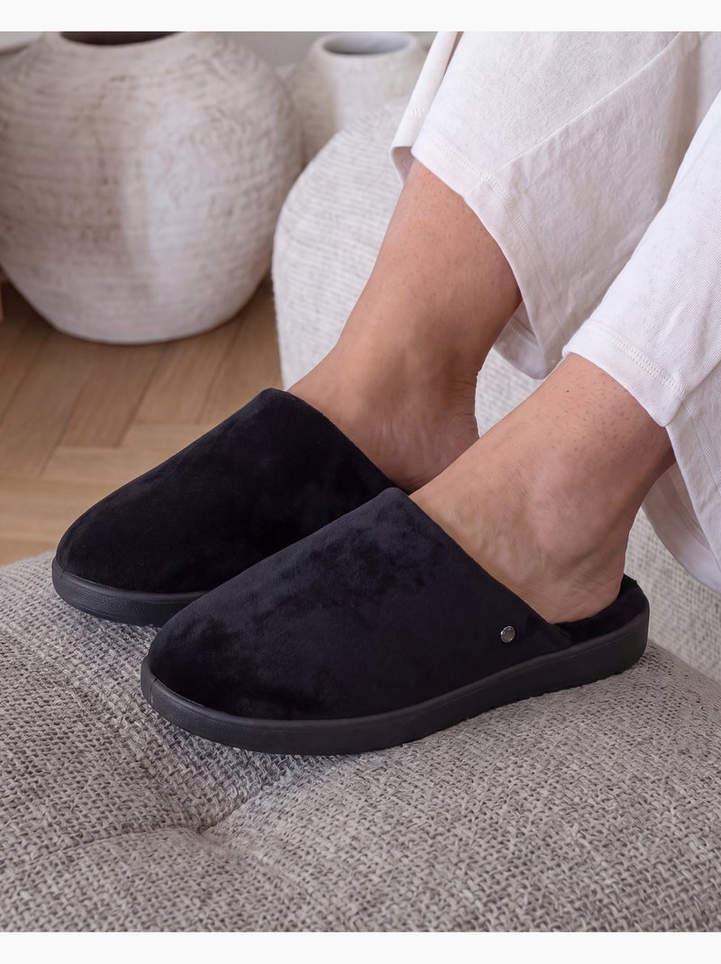 Pantofole mules in morbidissimo velluto donna isotoner Nero - Kiabi