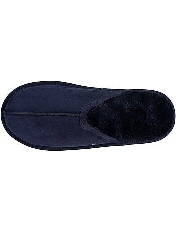 Pantofole mules in pelle con fodera in pelliccia uomo isotoner