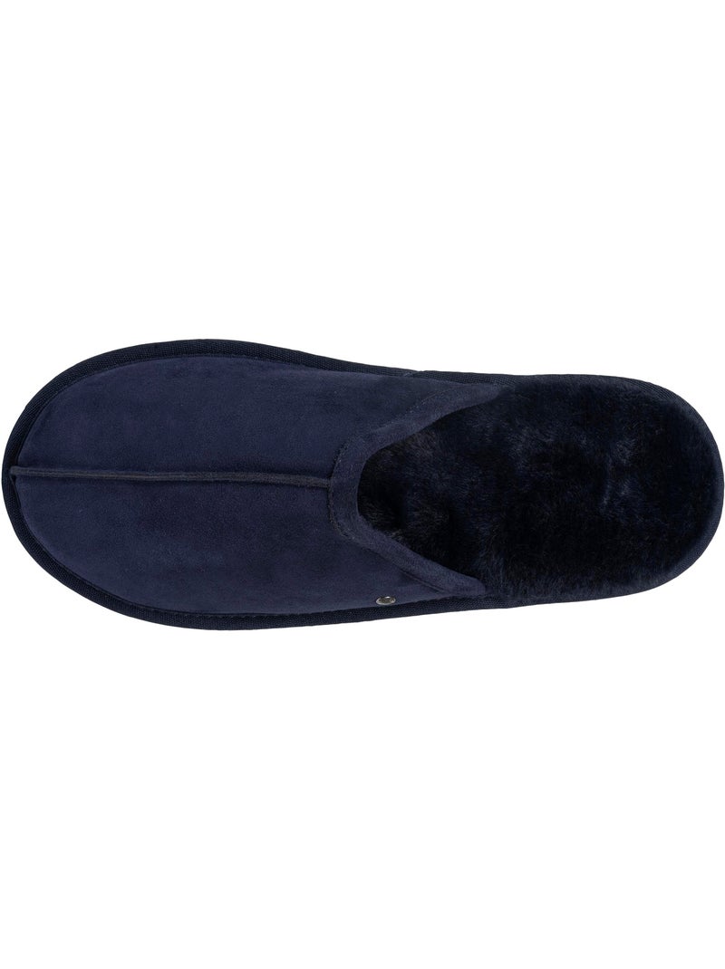 Pantofole mules in pelle con fodera in pelliccia uomo isotoner Blu marino - Kiabi