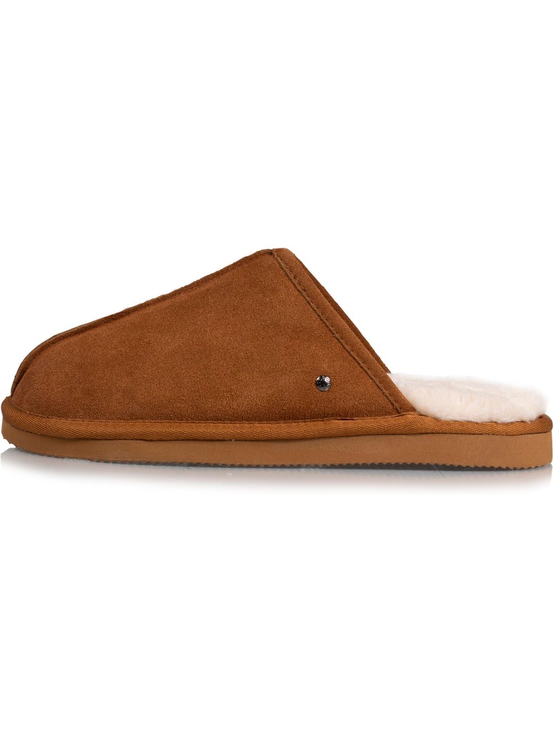 Pantofole mules in pelle con fodera in pelliccia uomo isotoner Cammello - Kiabi