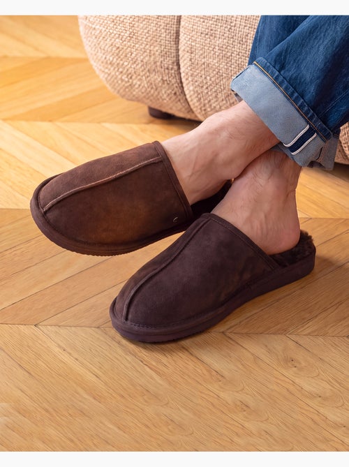 Pantofole mules in pelle con fodera in pelliccia uomo isotoner - Kiabi Pantofole mules in pelle con fodera in pelliccia uomo isotoner - Kiabi