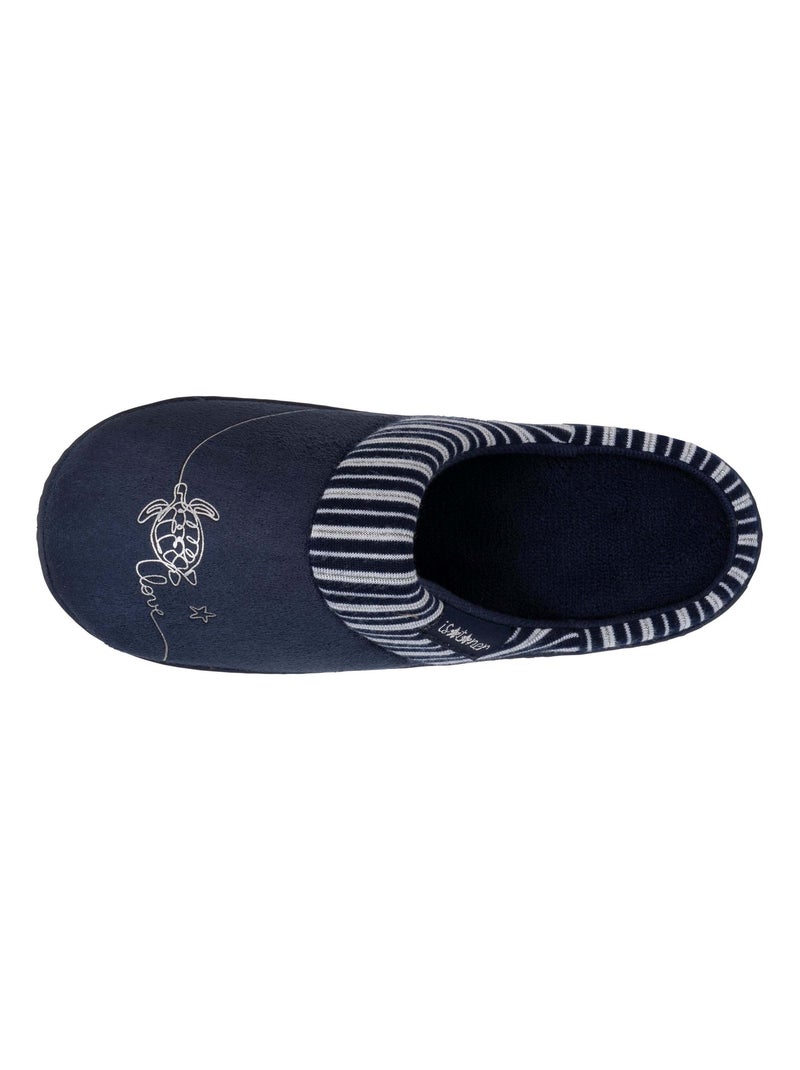 Pantofole mules in pelle scamosciata, suola ergonomica bambina Isotoner Blu marino - Kiabi