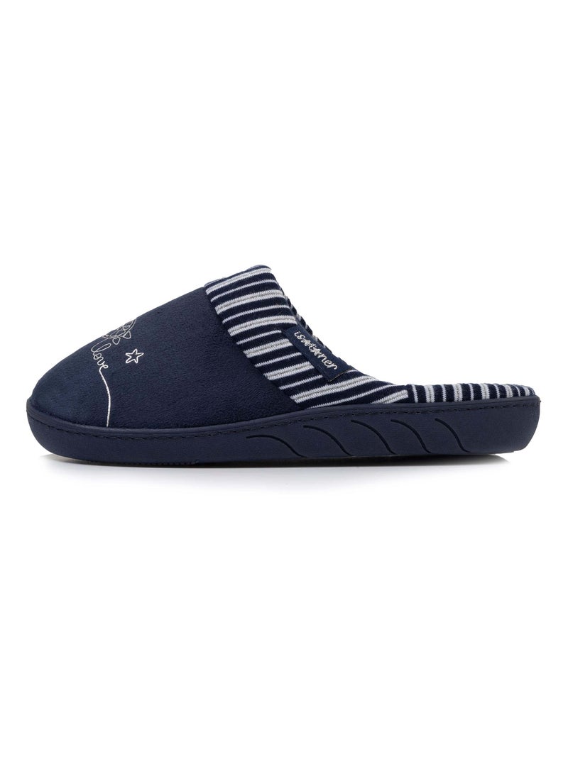 Pantofole mules in pelle scamosciata, suola ergonomica bambina Isotoner Blu marino - Kiabi