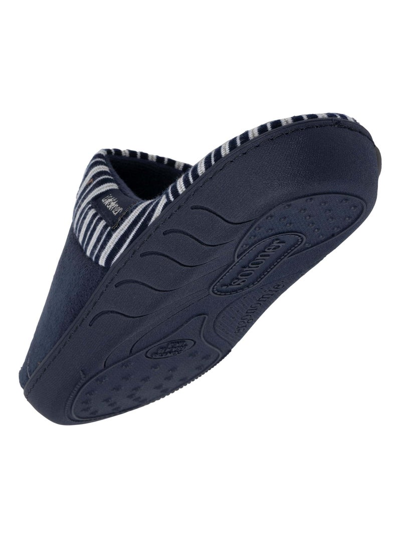 Pantofole mules in pelle scamosciata, suola ergonomica bambina Isotoner Blu marino - Kiabi