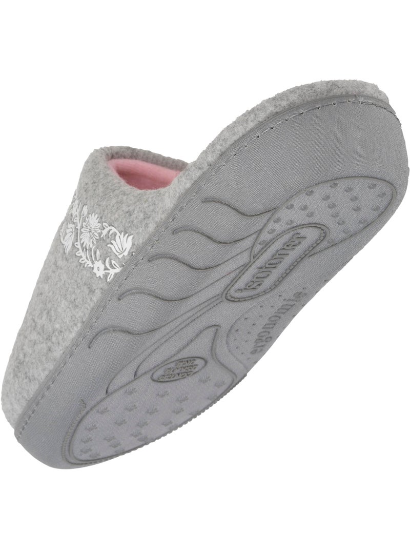 Pantofole mules in tessuto pile, sottopiede ergonomico bambina Grigio melangiato - Kiabi